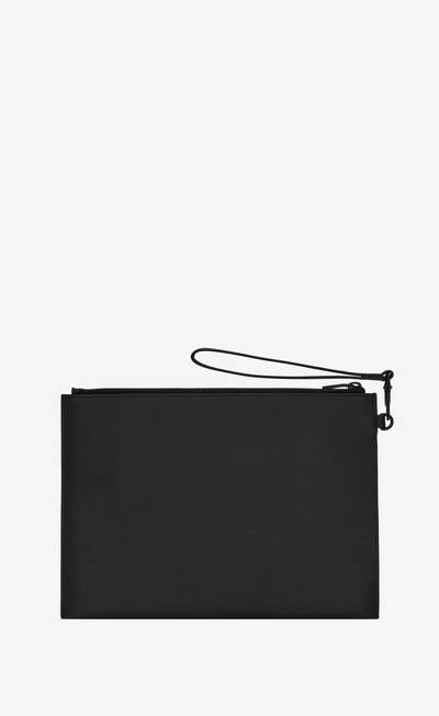 SAINT LAURENT cassandre zipped tablet holder in grain de poudre-embossed leather outlook