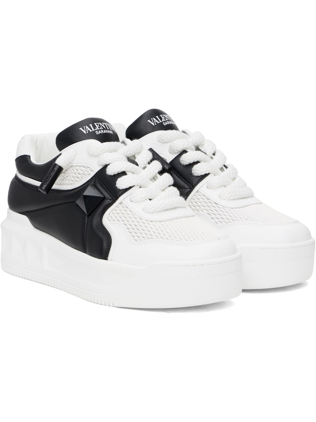 White & Black Low-Top One Stud XL Sneakers - 4