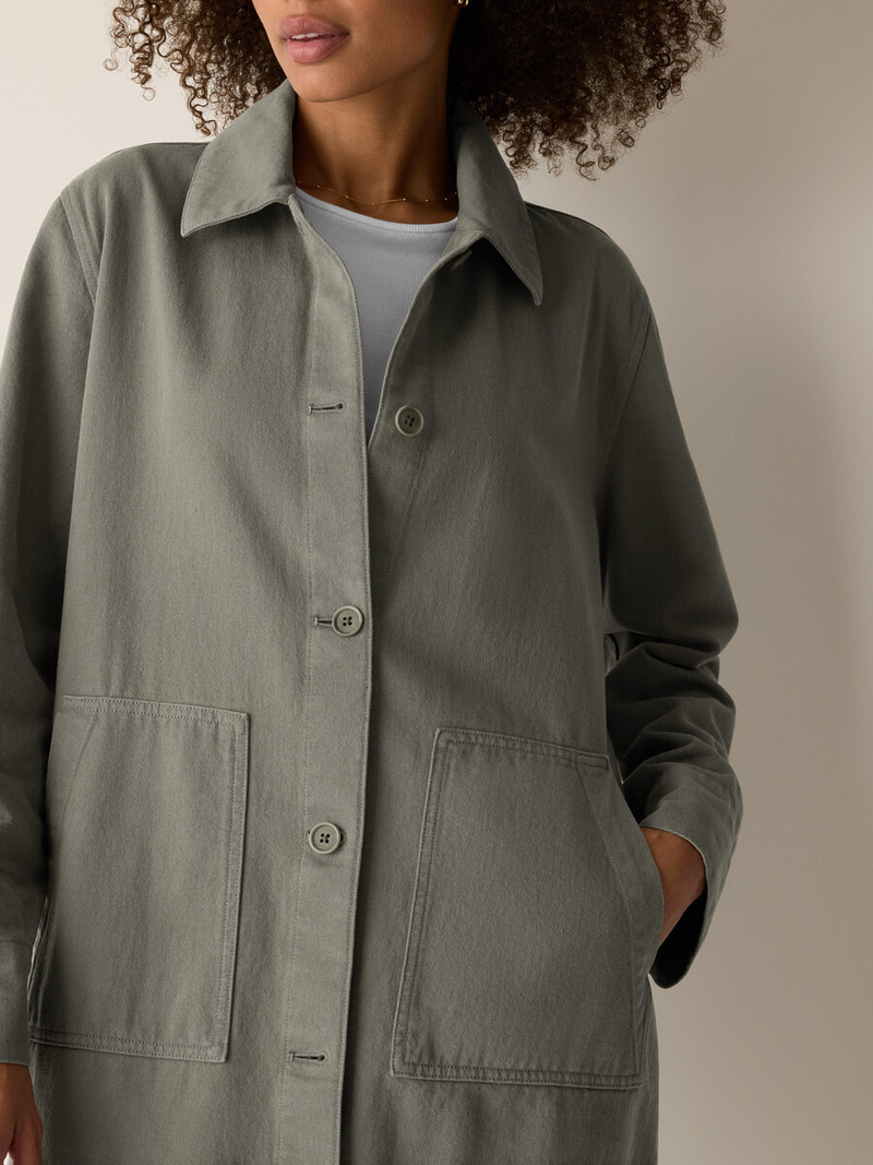 Garment-Dyed Utility Cotton Classic Collar Long Jacket 5