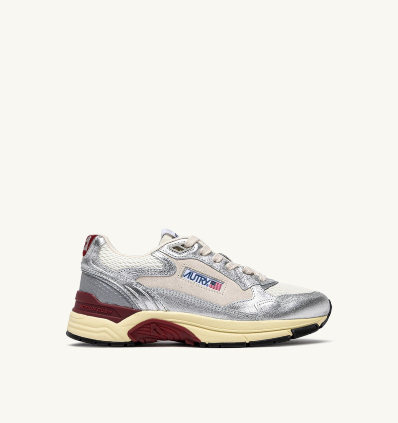 HYPERWAY SNEAKERS IN WHITE AND SILVER-TONE LAMINATED LEATHER AND MESH 1