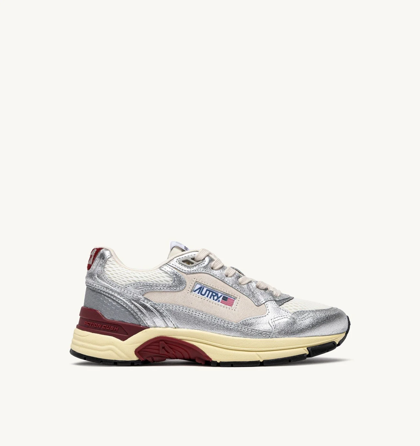 HYPERWAY SNEAKERS IN WHITE AND SILVER-TONE LAMINATED LEATHER AND MESH - 1