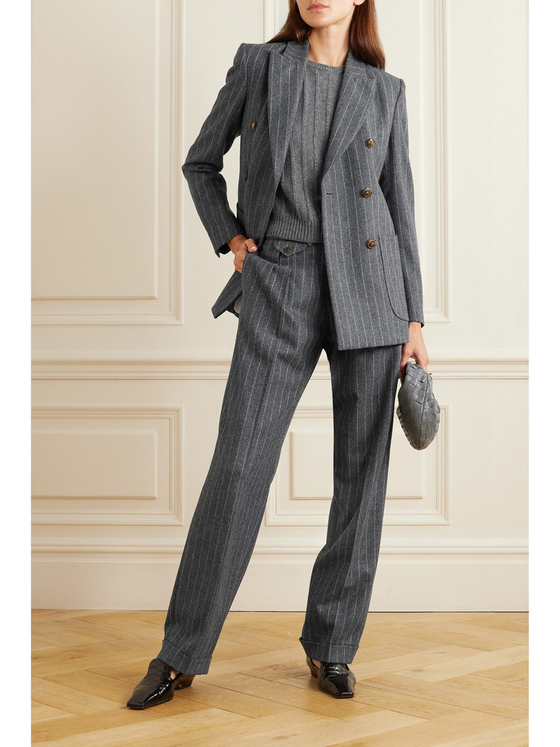 FORTELA Brandy Double-breasted Pinstriped Wool Blazer outlook