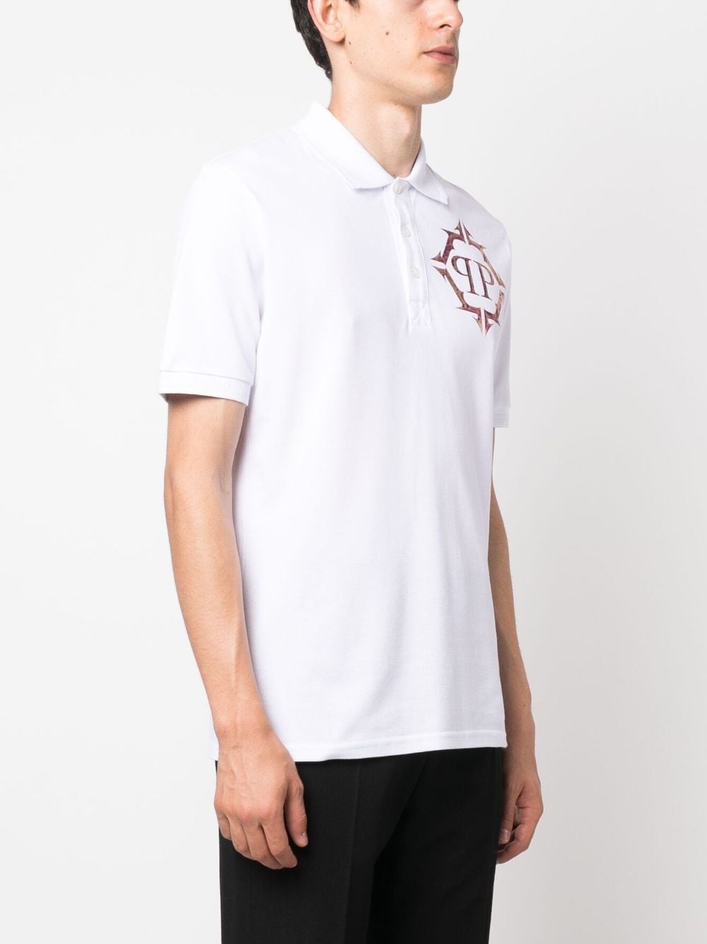 logo-print cotton polo shirt - 3