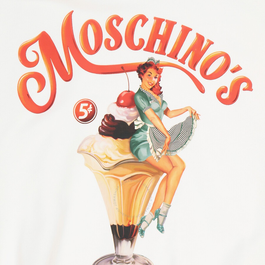 Moschino White Ice Logo Print Cotton Hoodie - 7