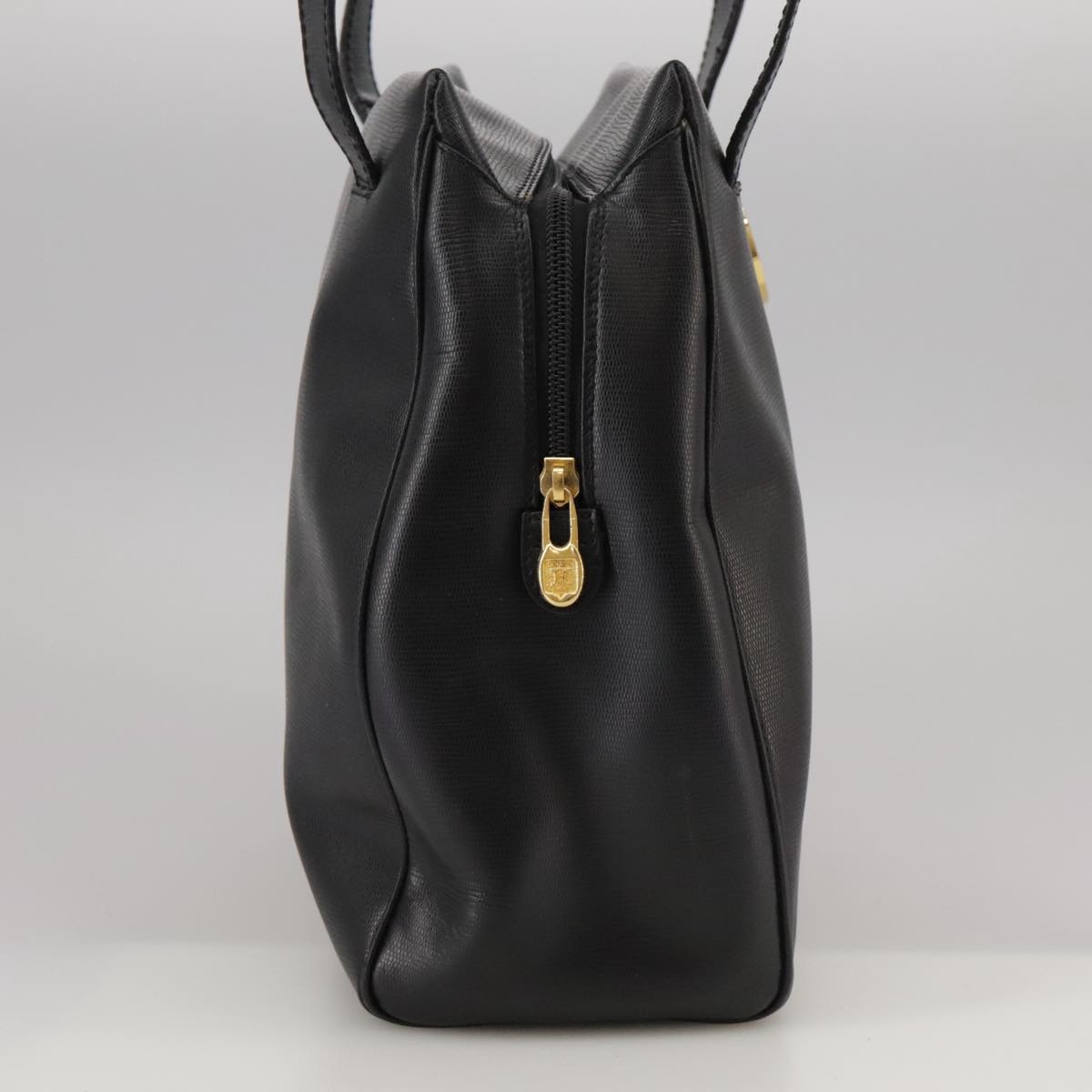 CELINE Hand Bag Leather Black Gold - 5