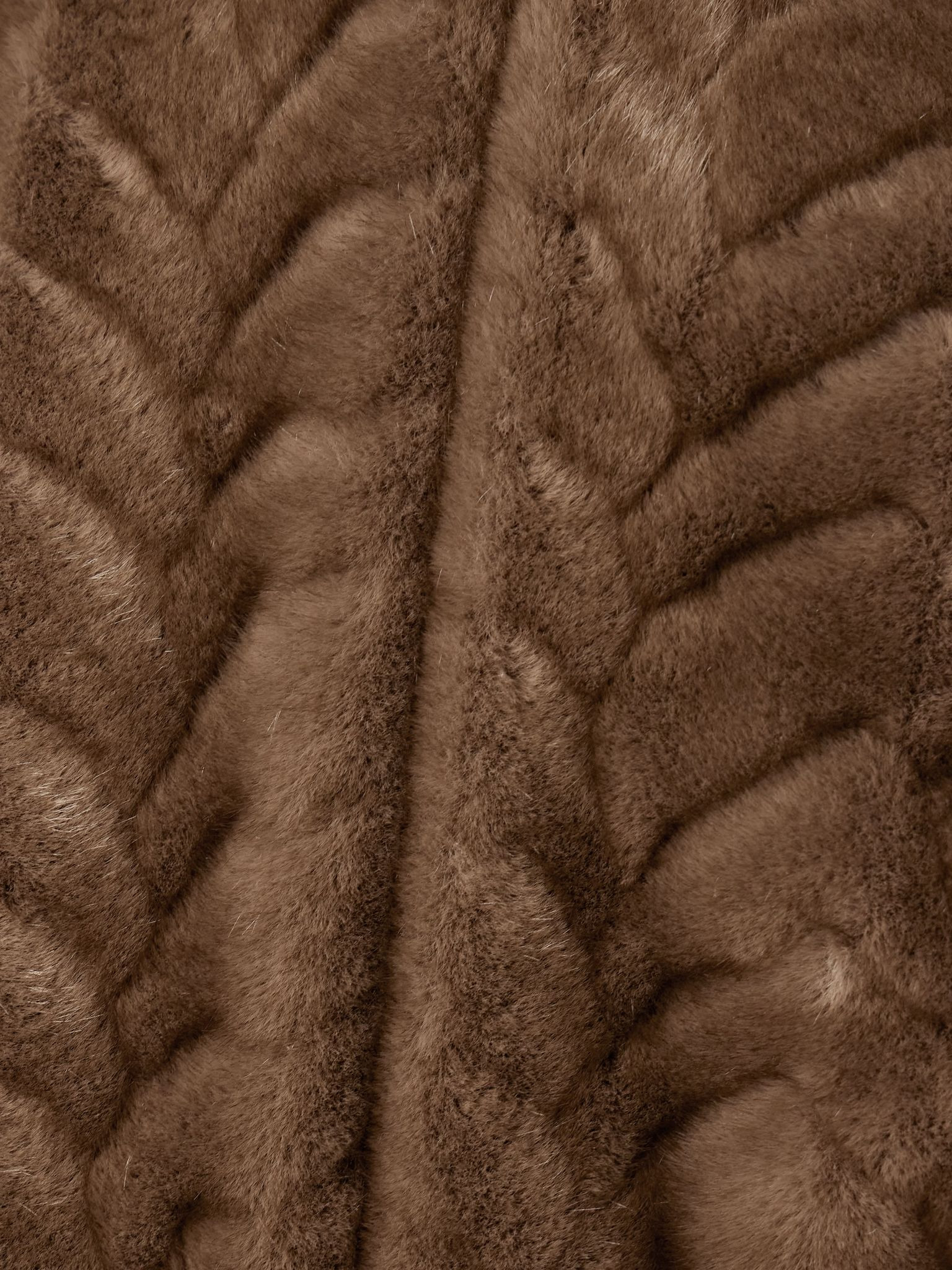 Embossed fleece bomber jacket Brown - 4
