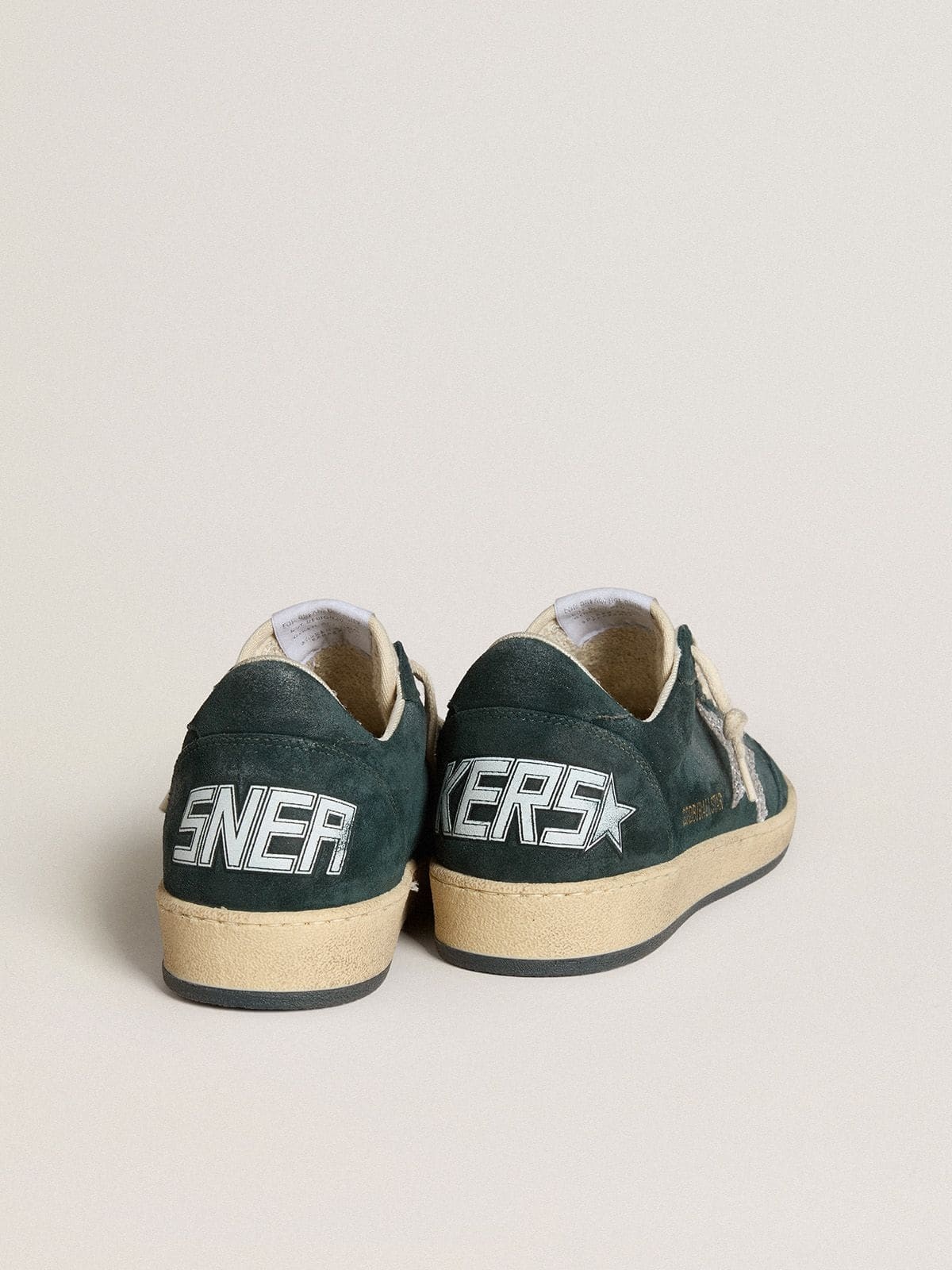 Ball Star in green suede with silver glitter star - 4