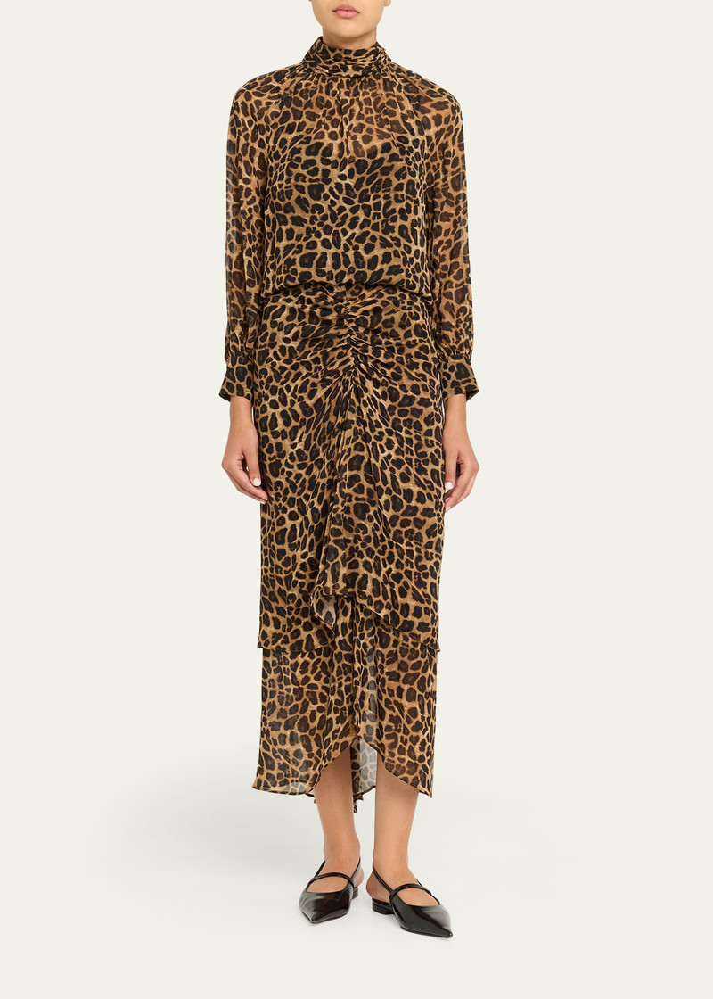 VERONICA BEARD Sira Leopard High-Low Skirt outlook