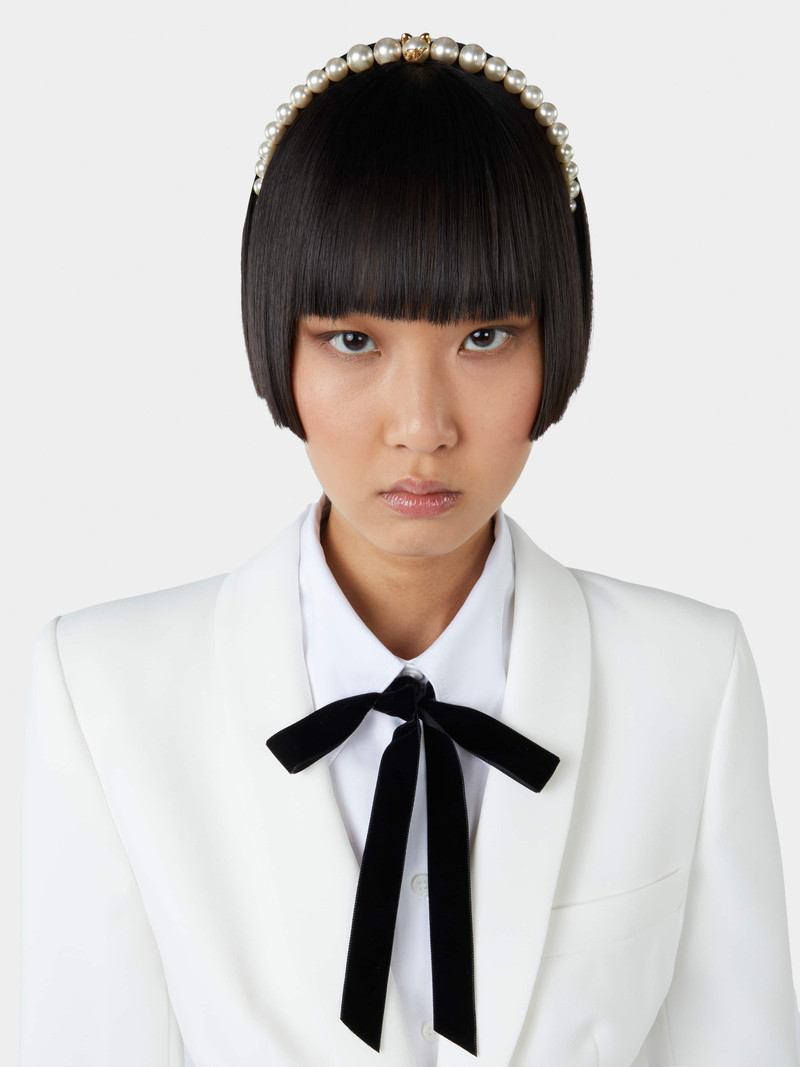 Roger Vivier RV Cat Pearl Hairband in Metal outlook