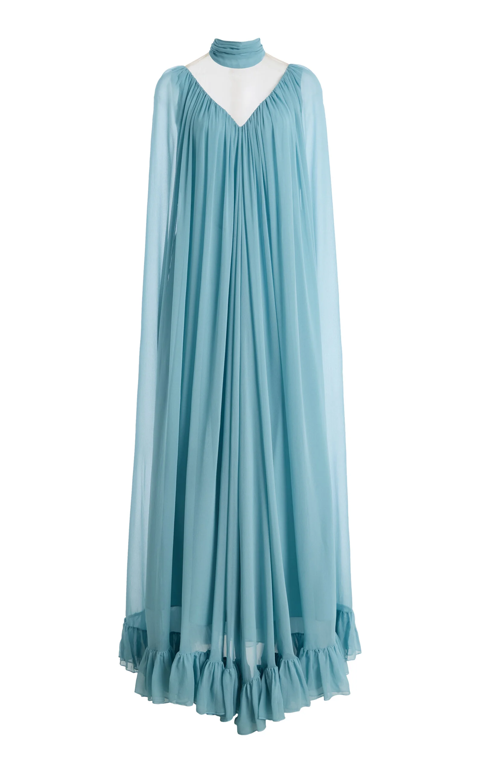 Pleated Cape Chiffon Gown - 1