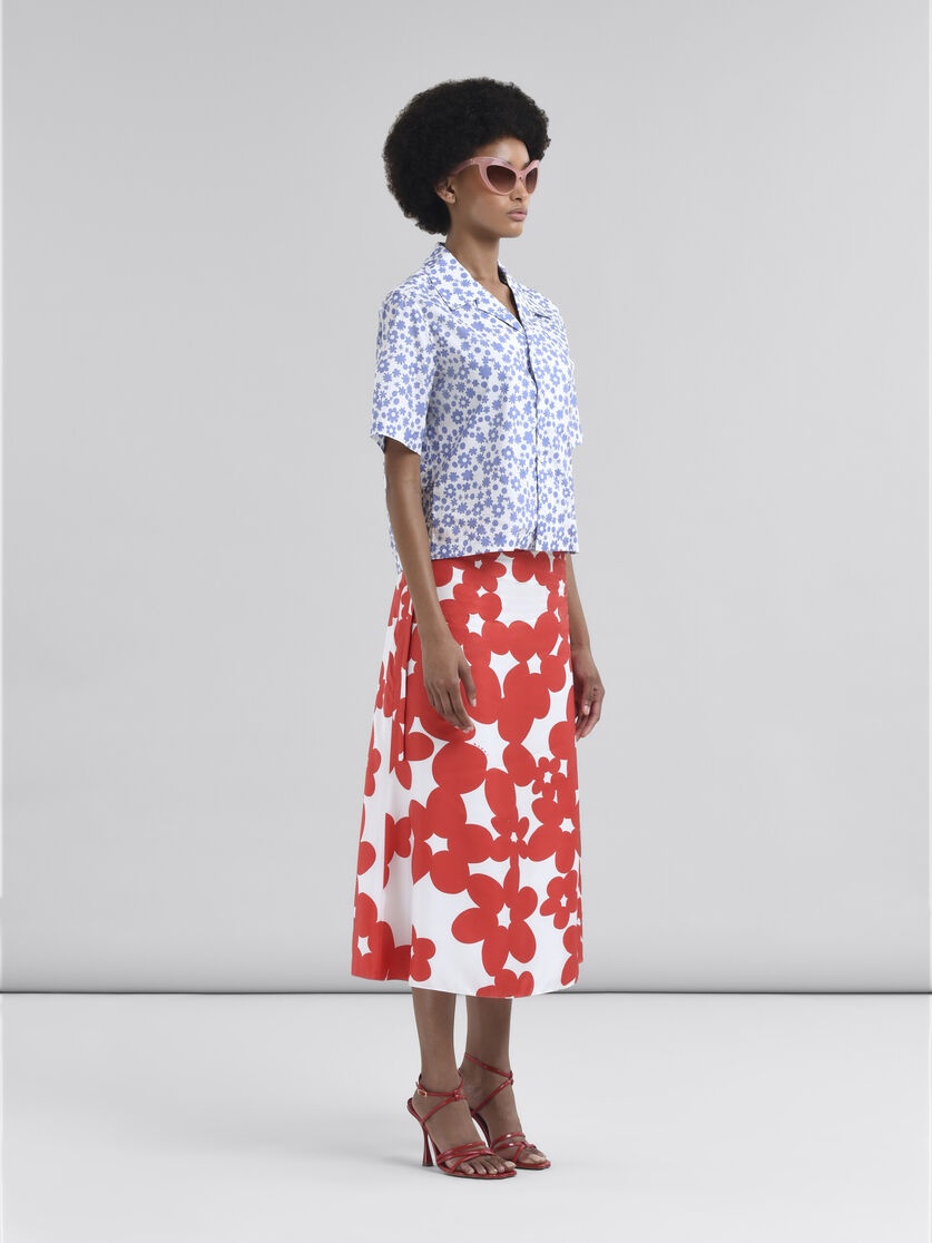 POPLIN BOWLING SHIRT WITH BLUE AND WHITE POP FIELDS MOTIF - 5