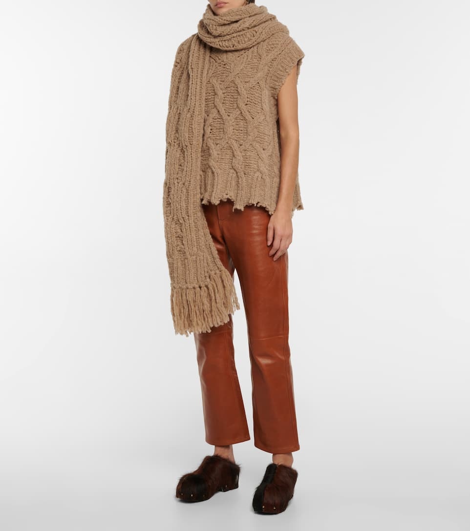 Cable-knit wool-blend scarf - 2