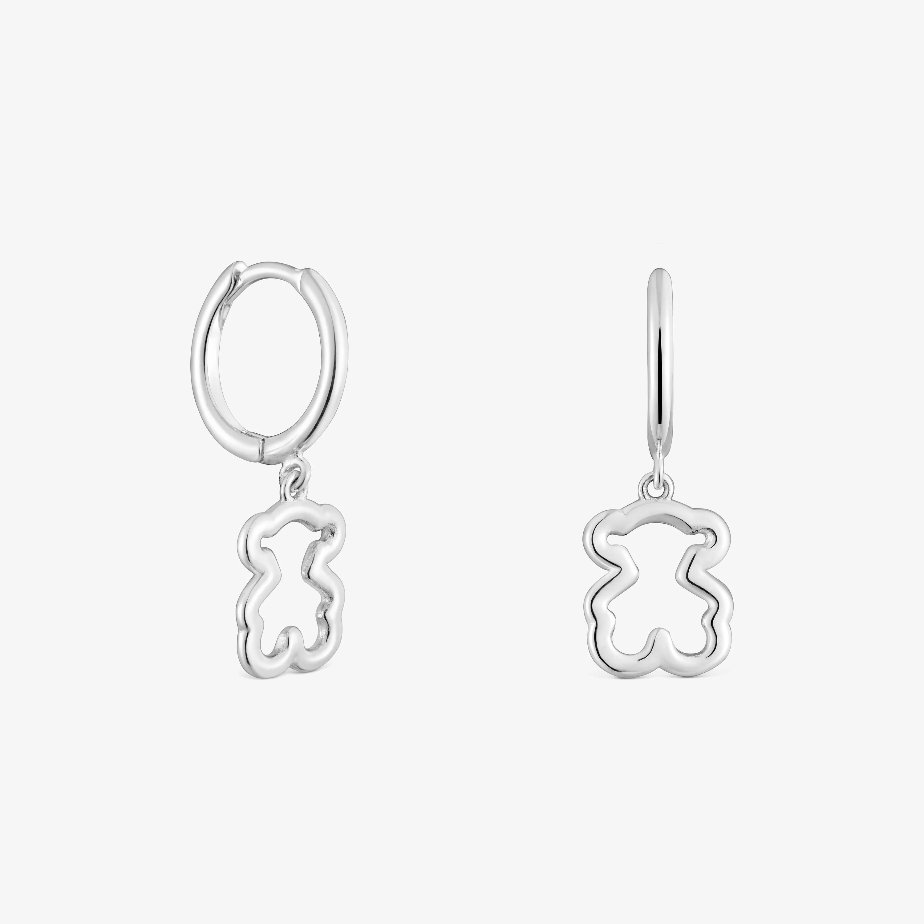 Silver Hoop earrings with bear motif New Silueta - 1