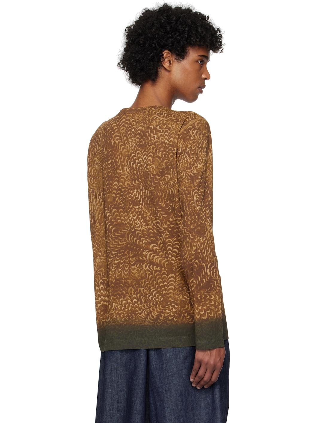Brown Printed Cotton T-shirt - 3