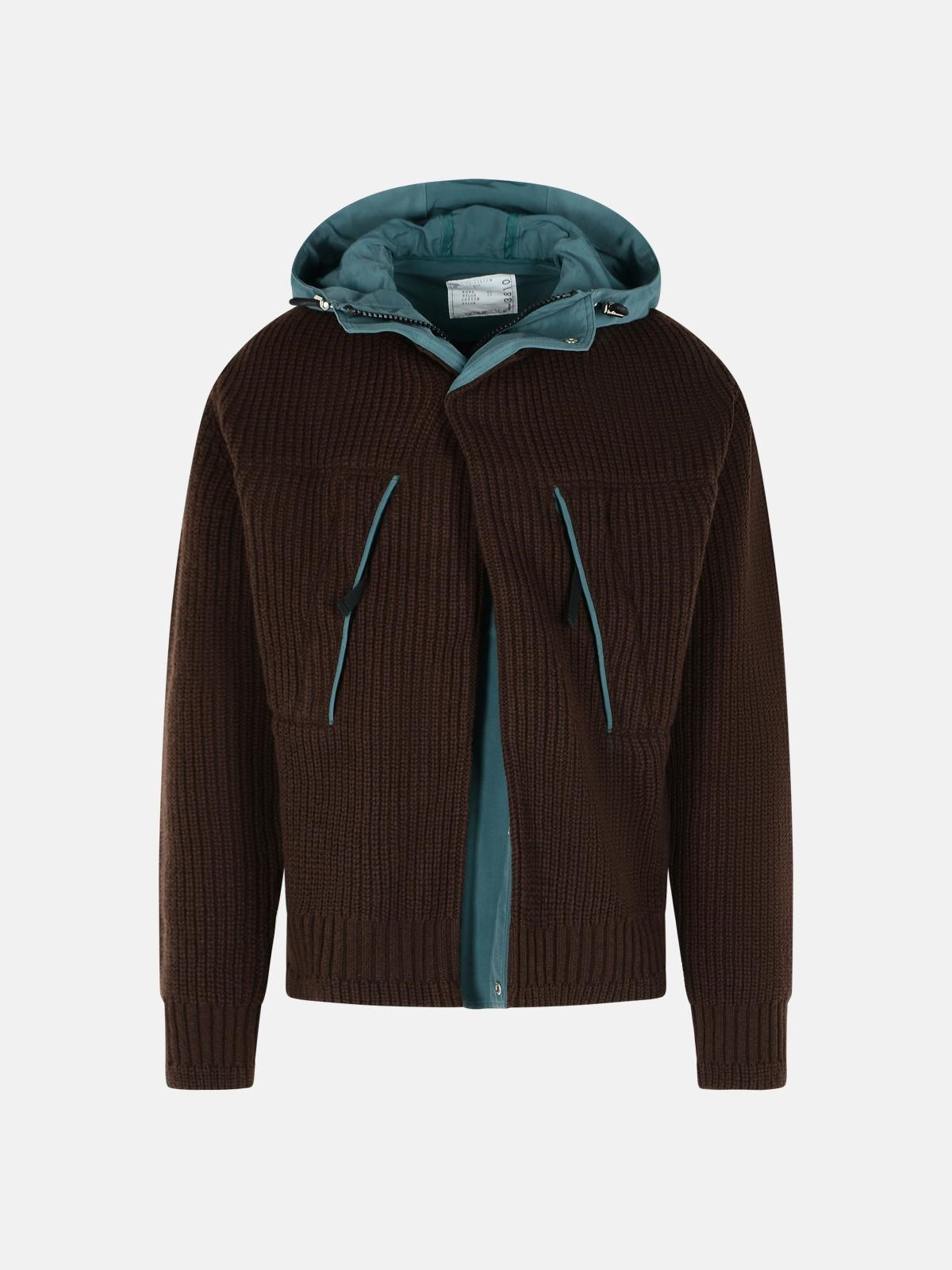BROWN WOOL BLEND JACKET - 1