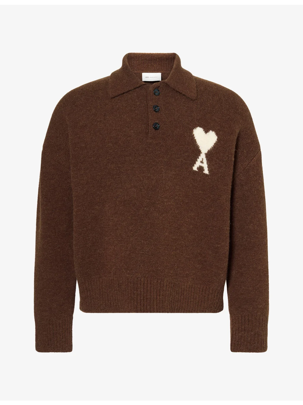Ami de Coeur Intarsia Wool-Blend Knit Polo Jumper - 1