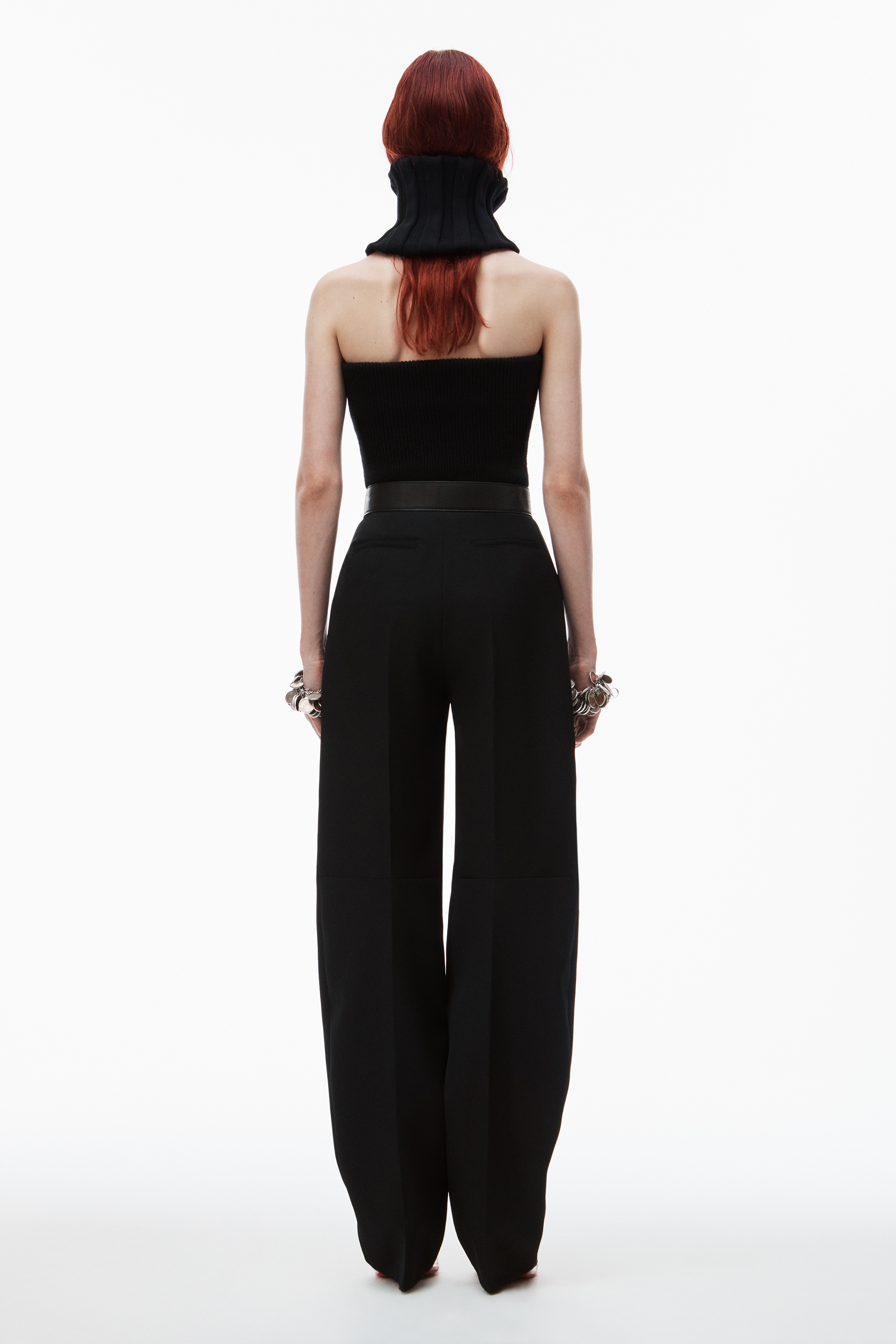 wool belted high waist belted trouser - 5