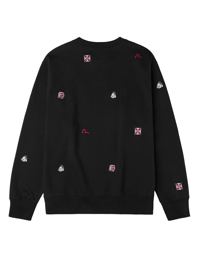 EVISU Allover Multi Logos Embroidery Relax Fit Sweatshirt outlook