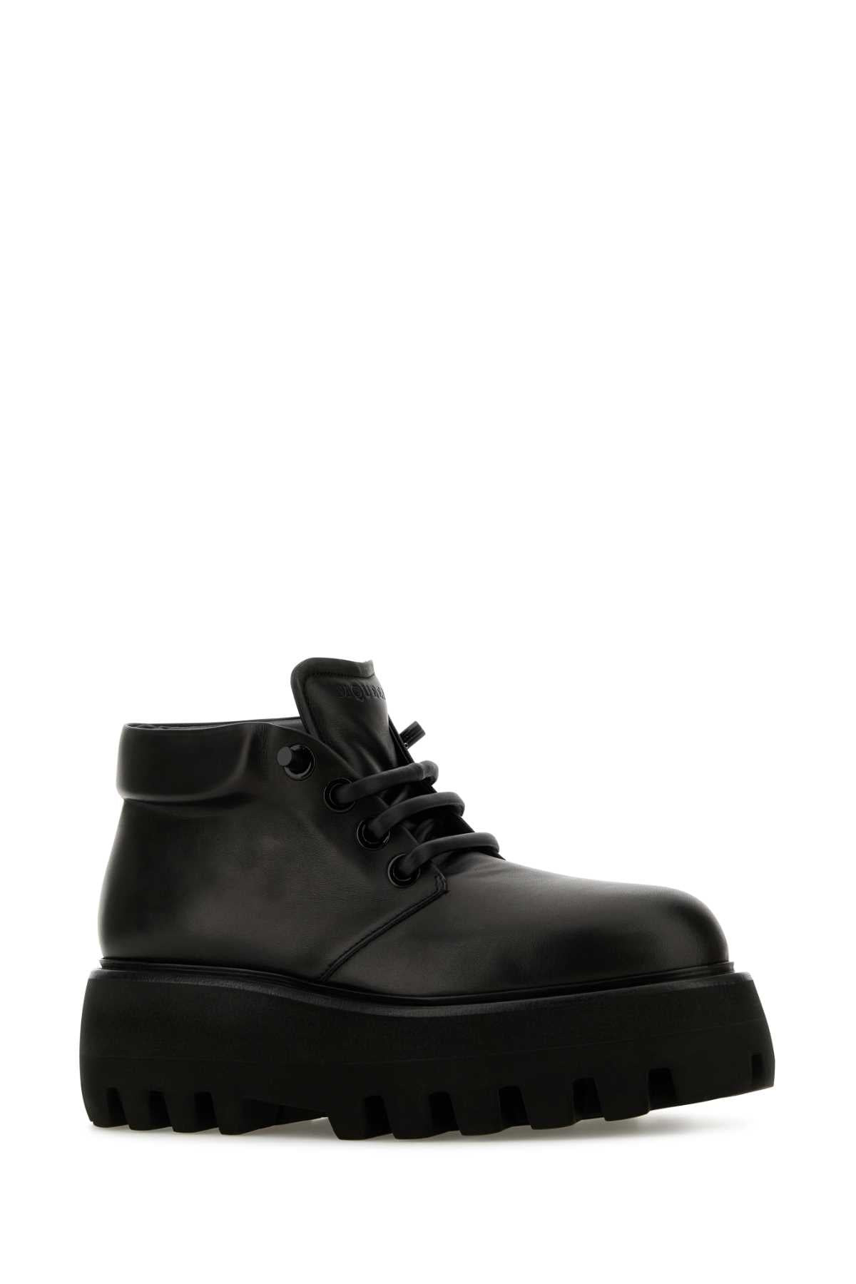 Alexander Mcqueen Men Black Nappa Leather Sofa Lace-Up Shoes - 2