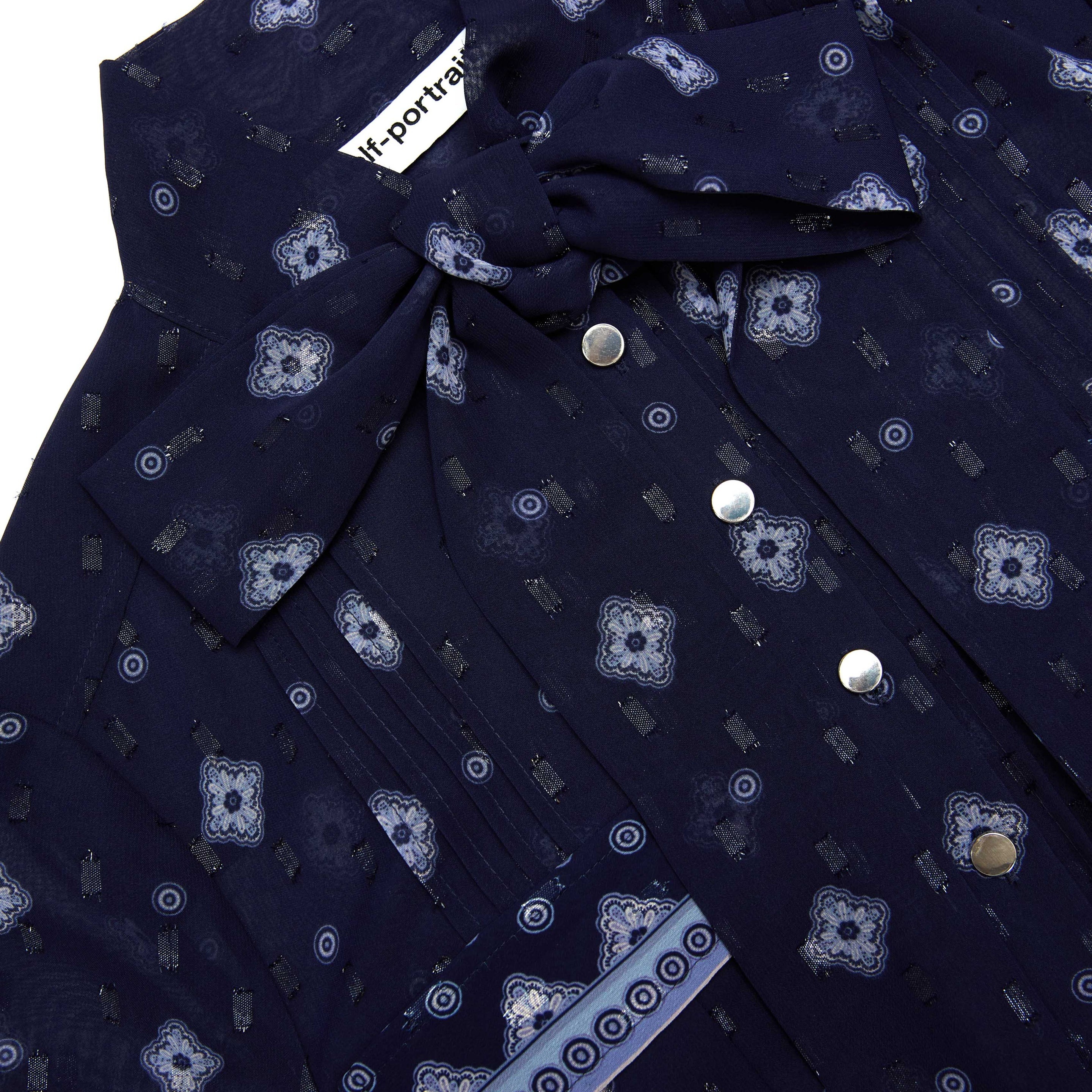 Navy Printed Chiffon Midi Dress - 5