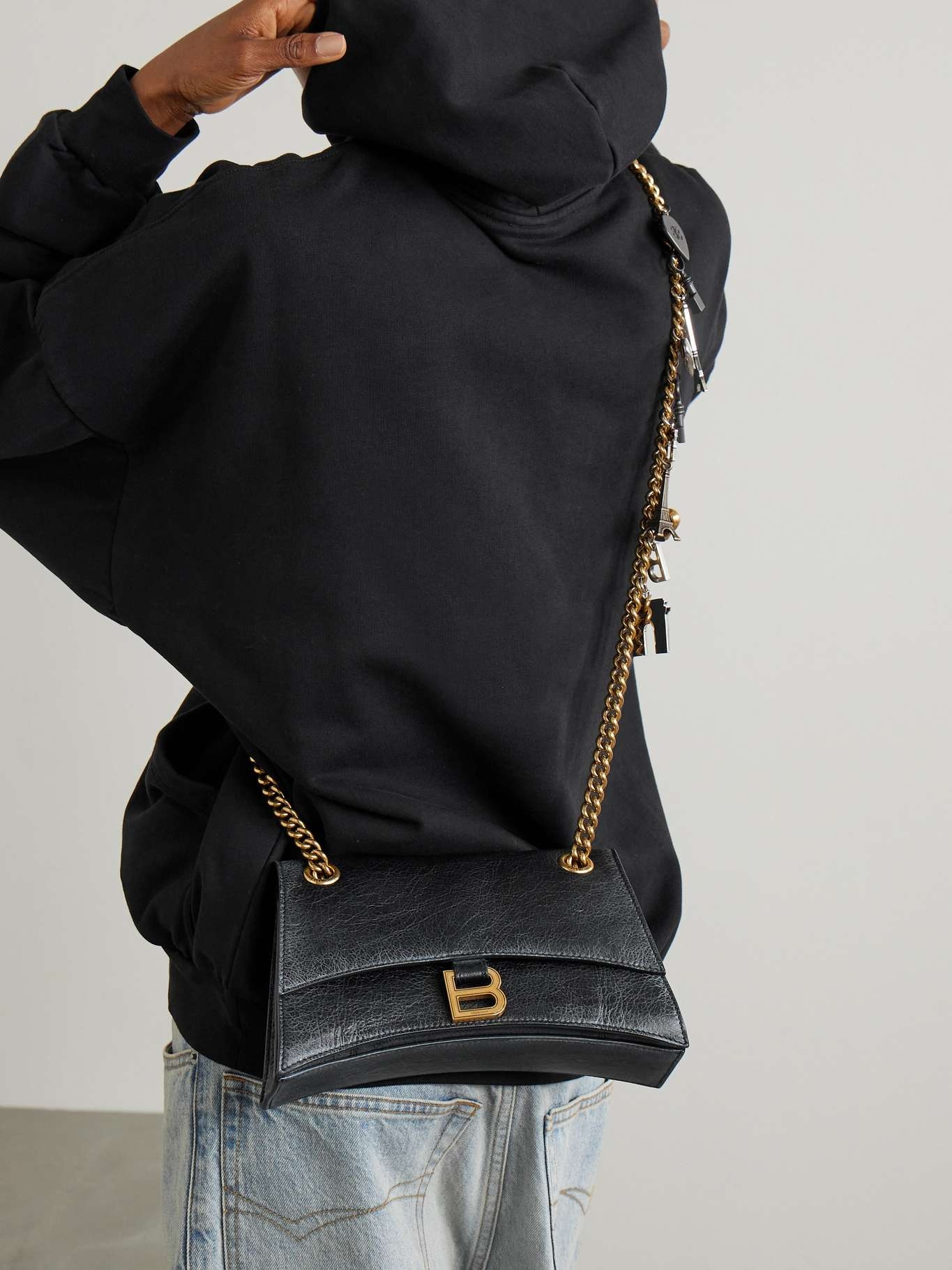 Crush embellished crinkled-leather shoulder bag - 6