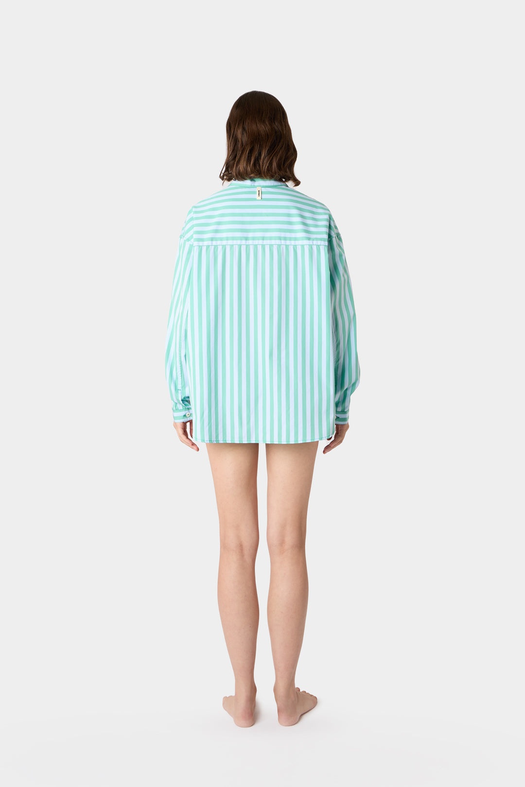 OVER SHIRT / green & azure stripes - 6