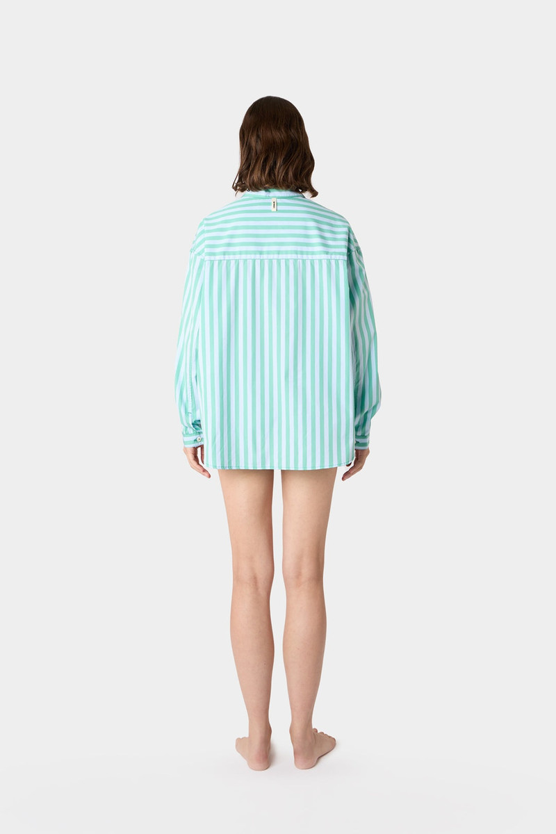 OVER SHIRT / green & azure stripes 6
