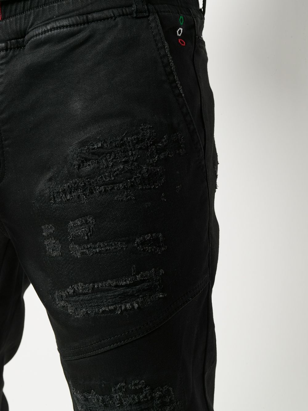 embroidered skull jogging jeans - 5