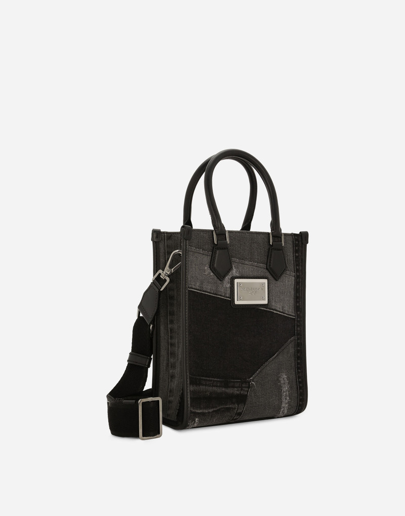 Small patchwork denim shopper 3