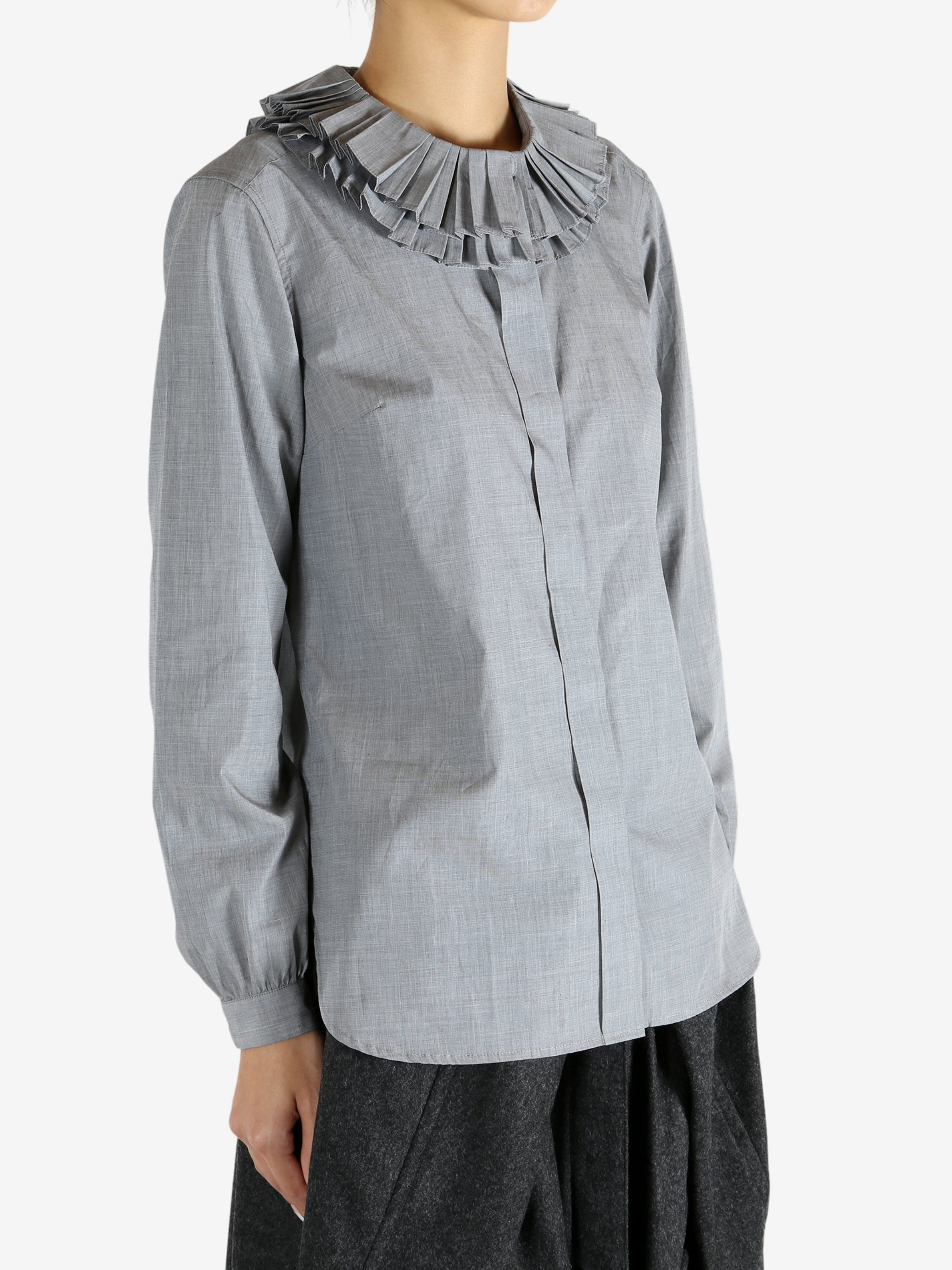MARGARET HOWELL - Women Double Ruffle Collar Shirt - 2