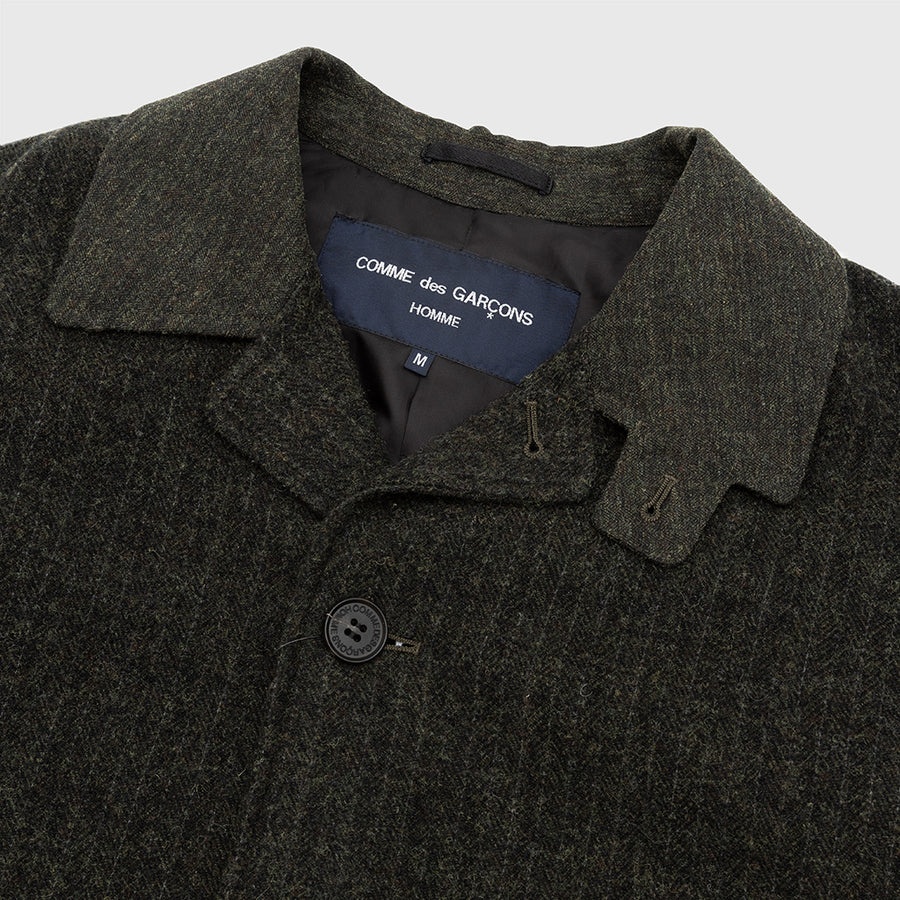 Comme des Garçons Homme WOOL TWEED HERRINGBONE OVER COAT