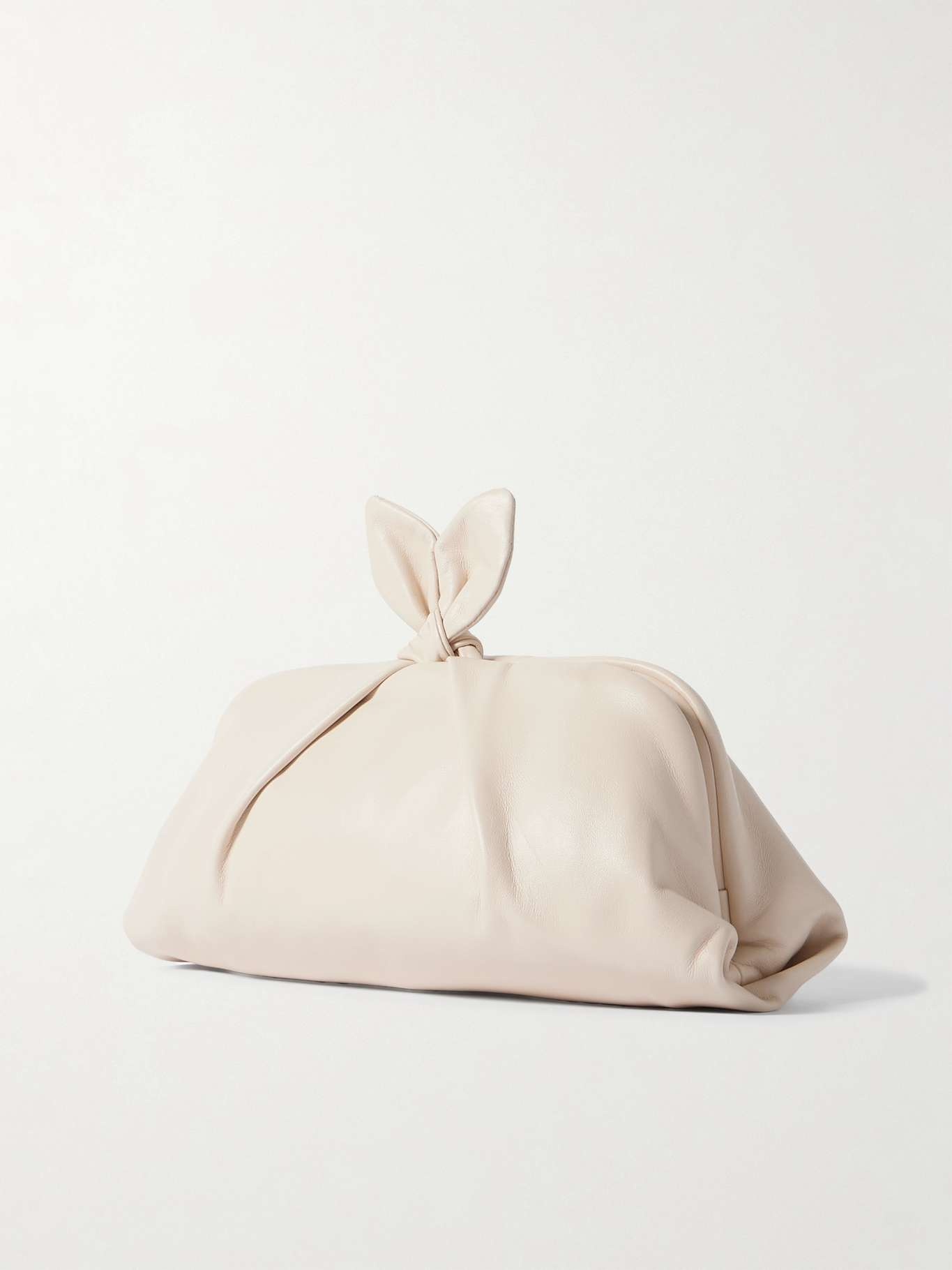 Bow-detailed leather clutch Ivory - 3