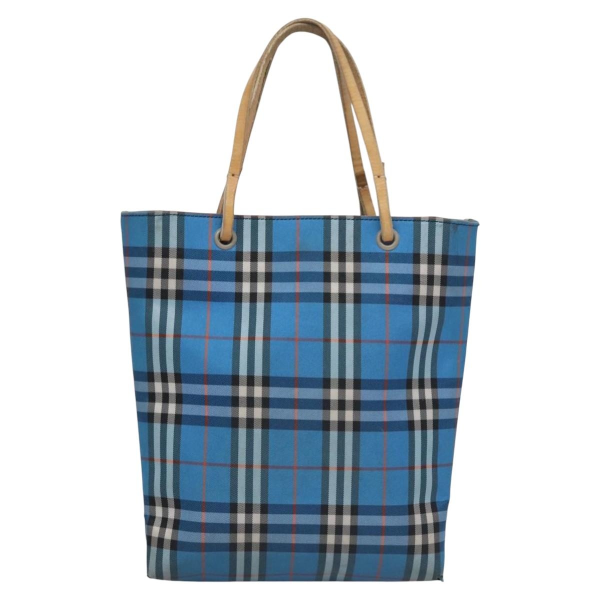 Burberry Nova Check Hand Bag Nylon Blue - 2