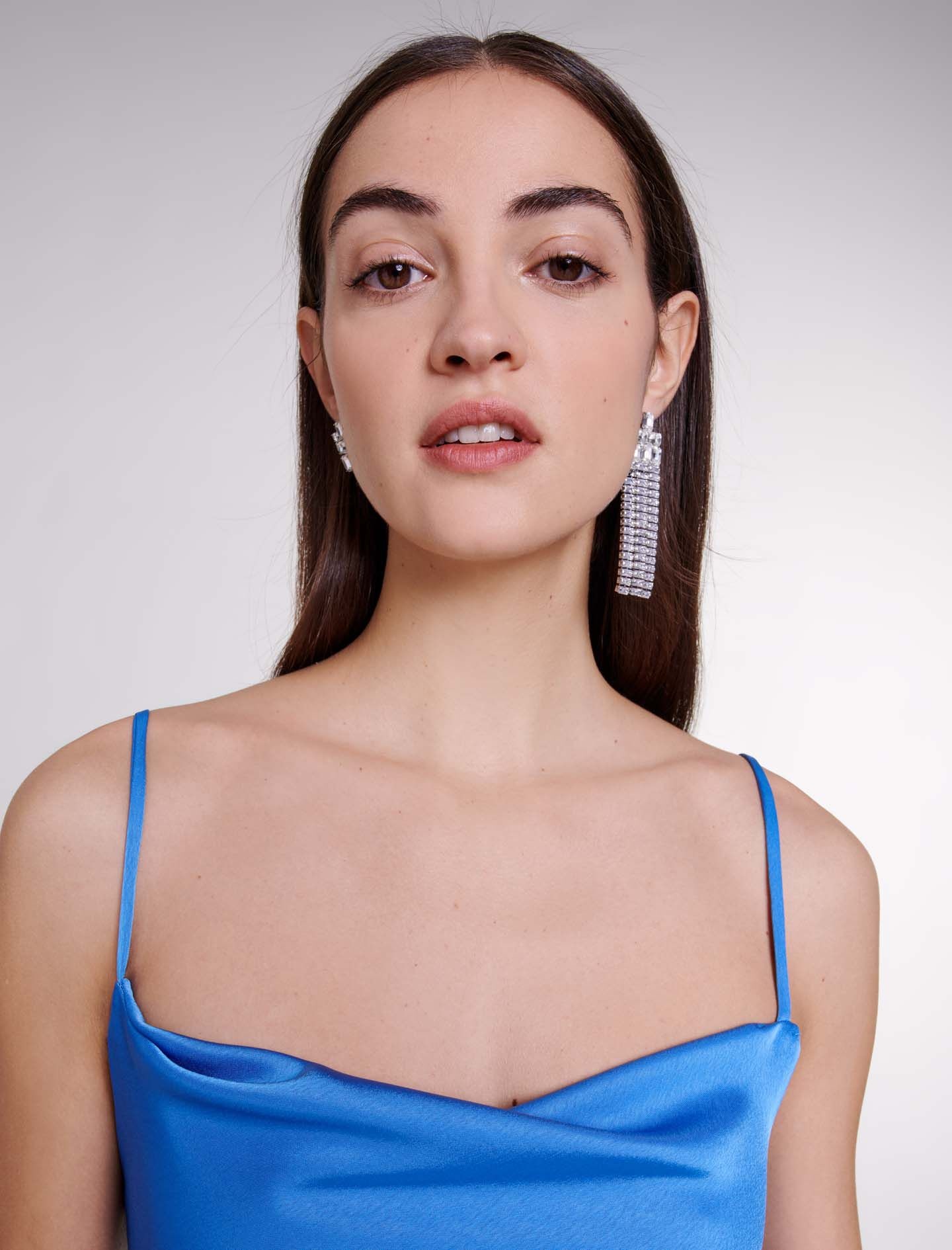 Asymmetric satin-effect maxi dress - 6