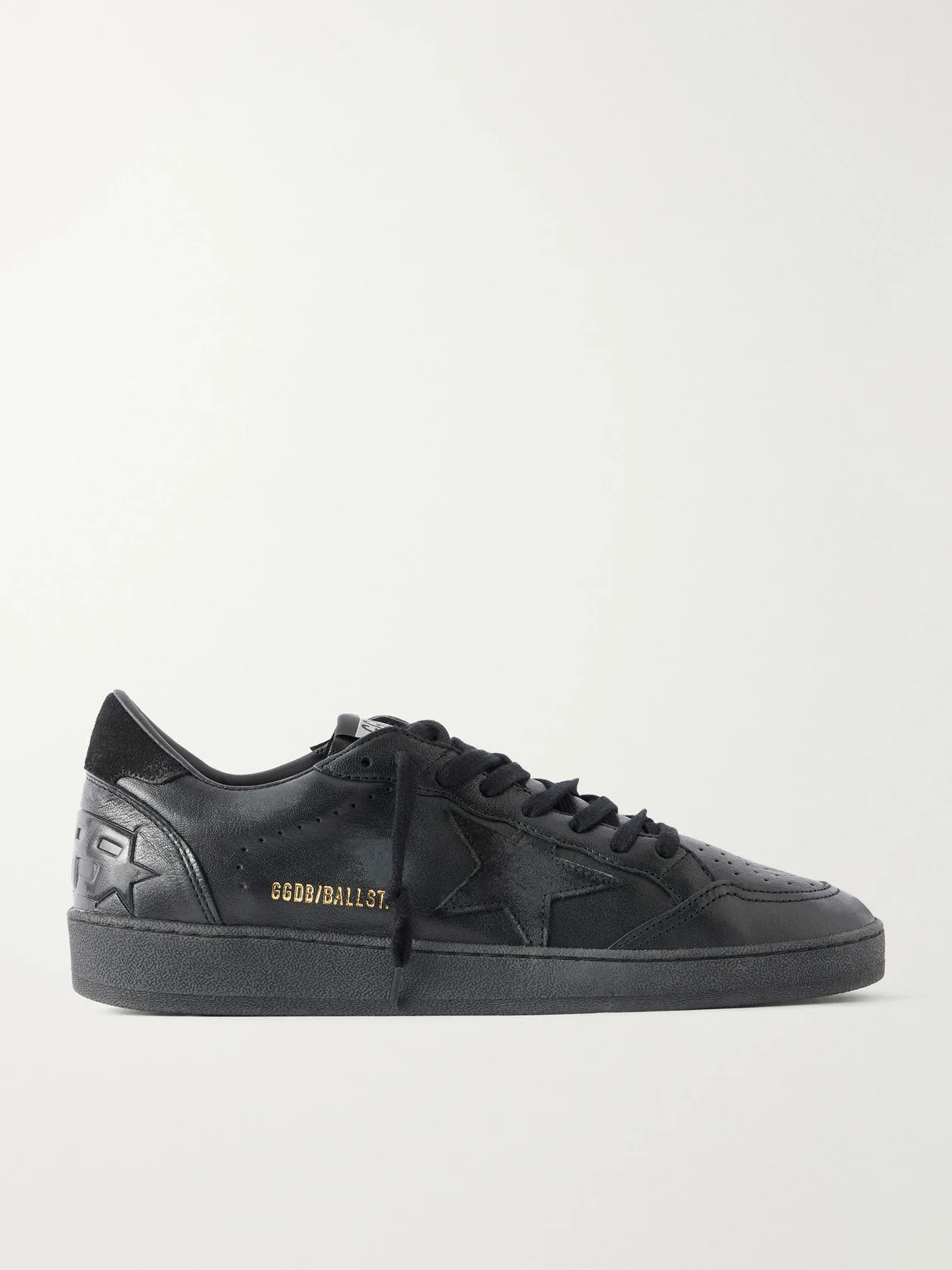 Ball Star Distressed Suede-Trimmed Leather Sneakers - 1