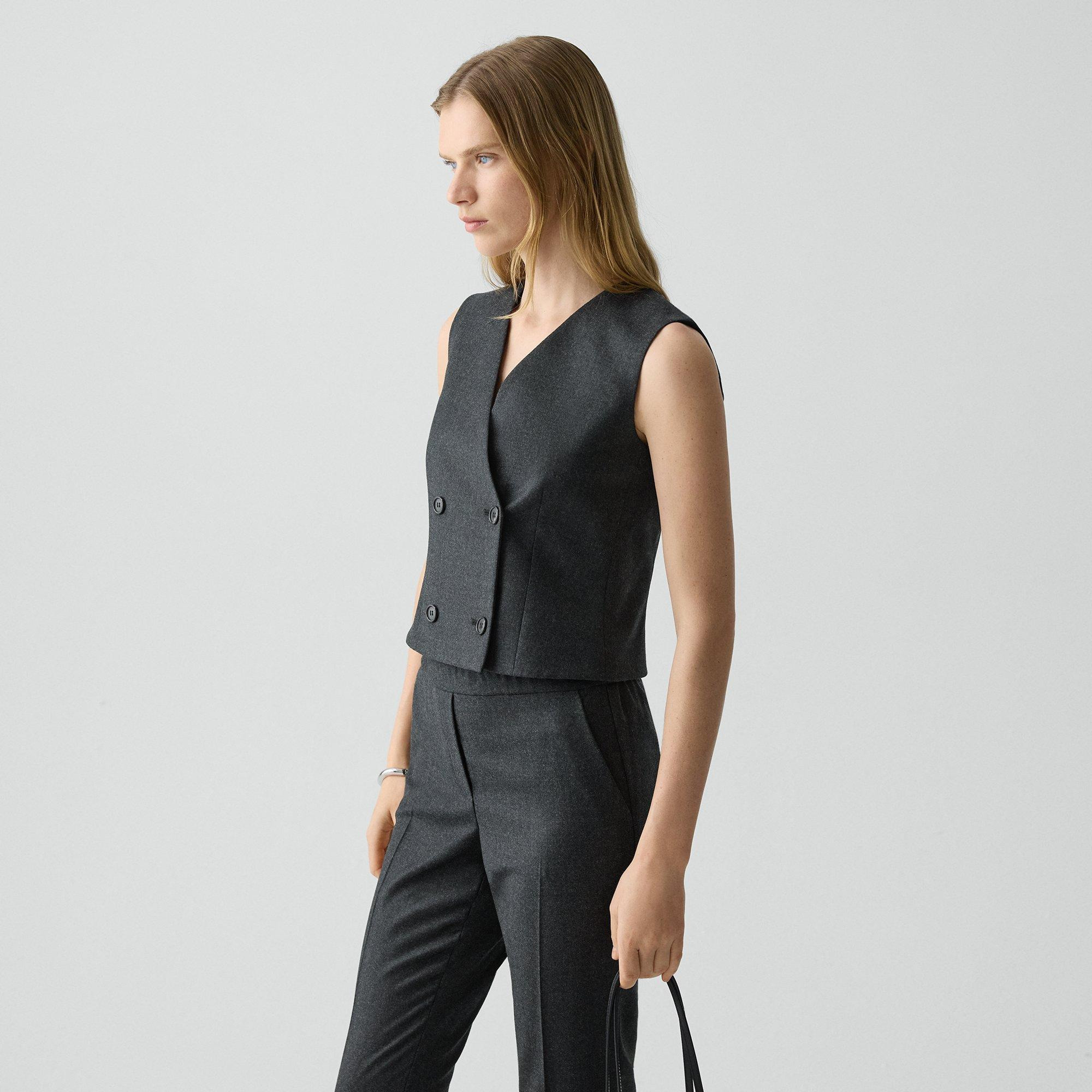 Shrunken Double-Breasted Vest in Sleek Flannel - 3
