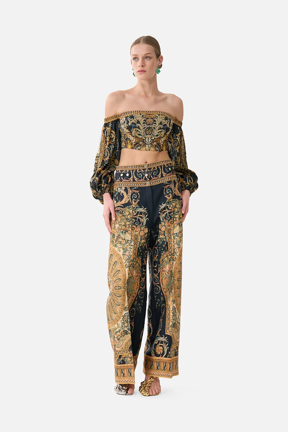 LONG SLEEVED CORSET CROP TOP - 1