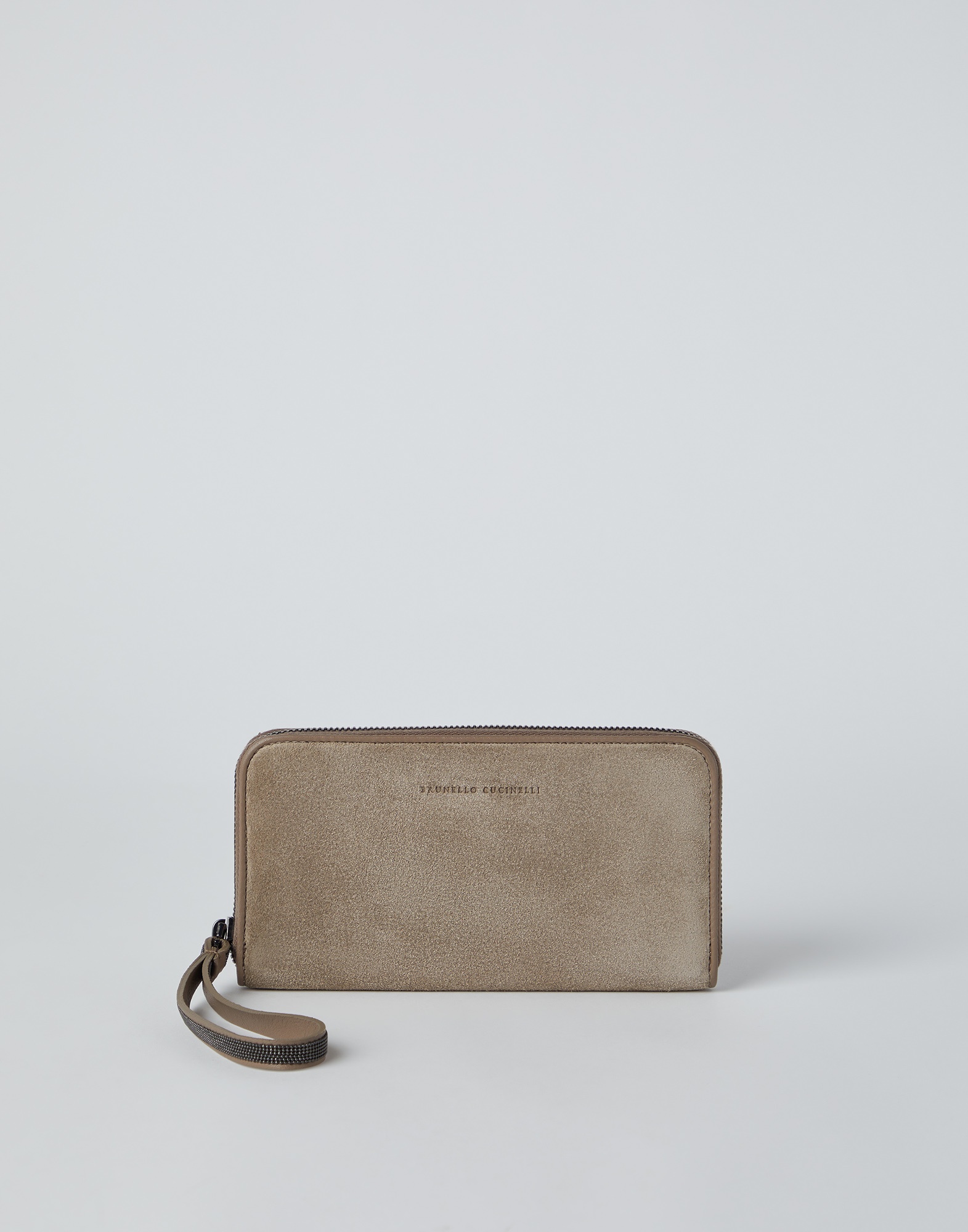 Suede wallet with precious zipper pull - 1