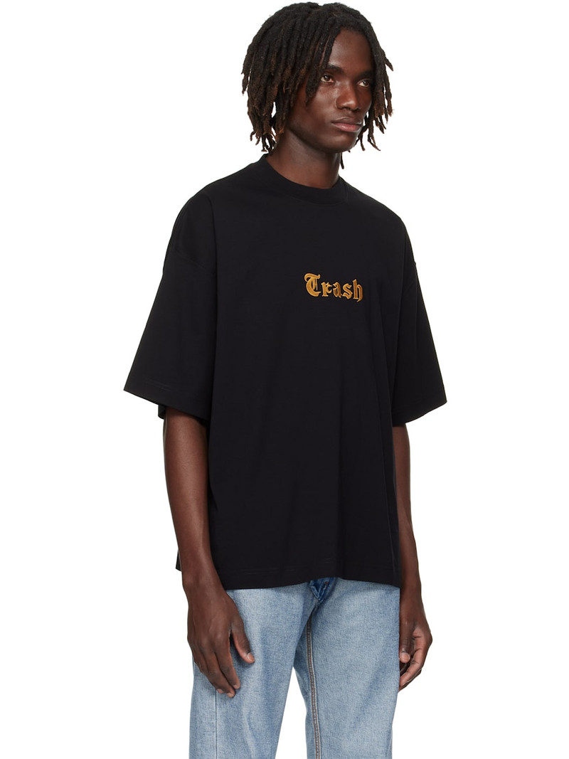 Black 'Trash' Embroidered T-shirt 2