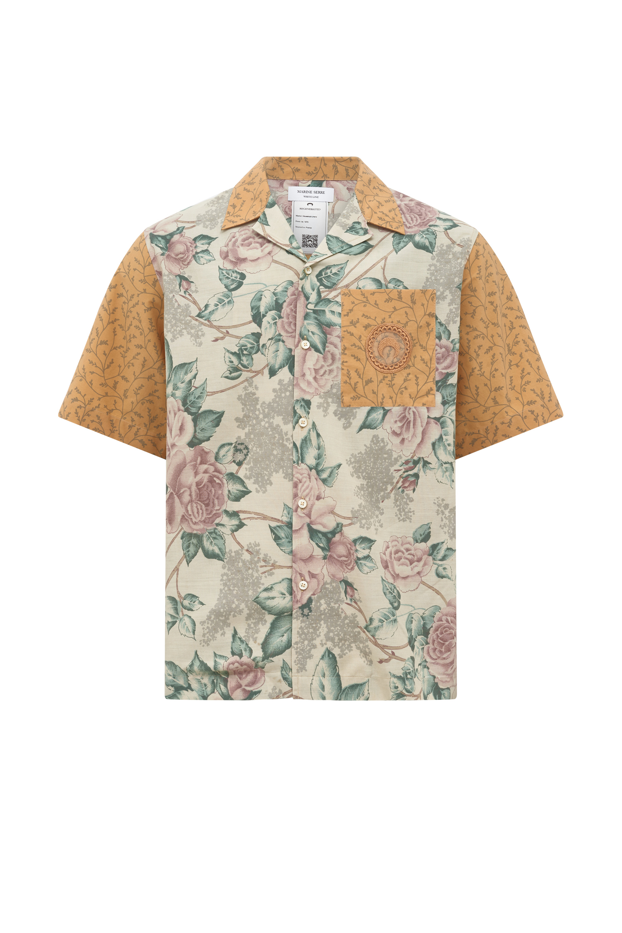 Upcycled Floral Linen Bowling Shirt - 6