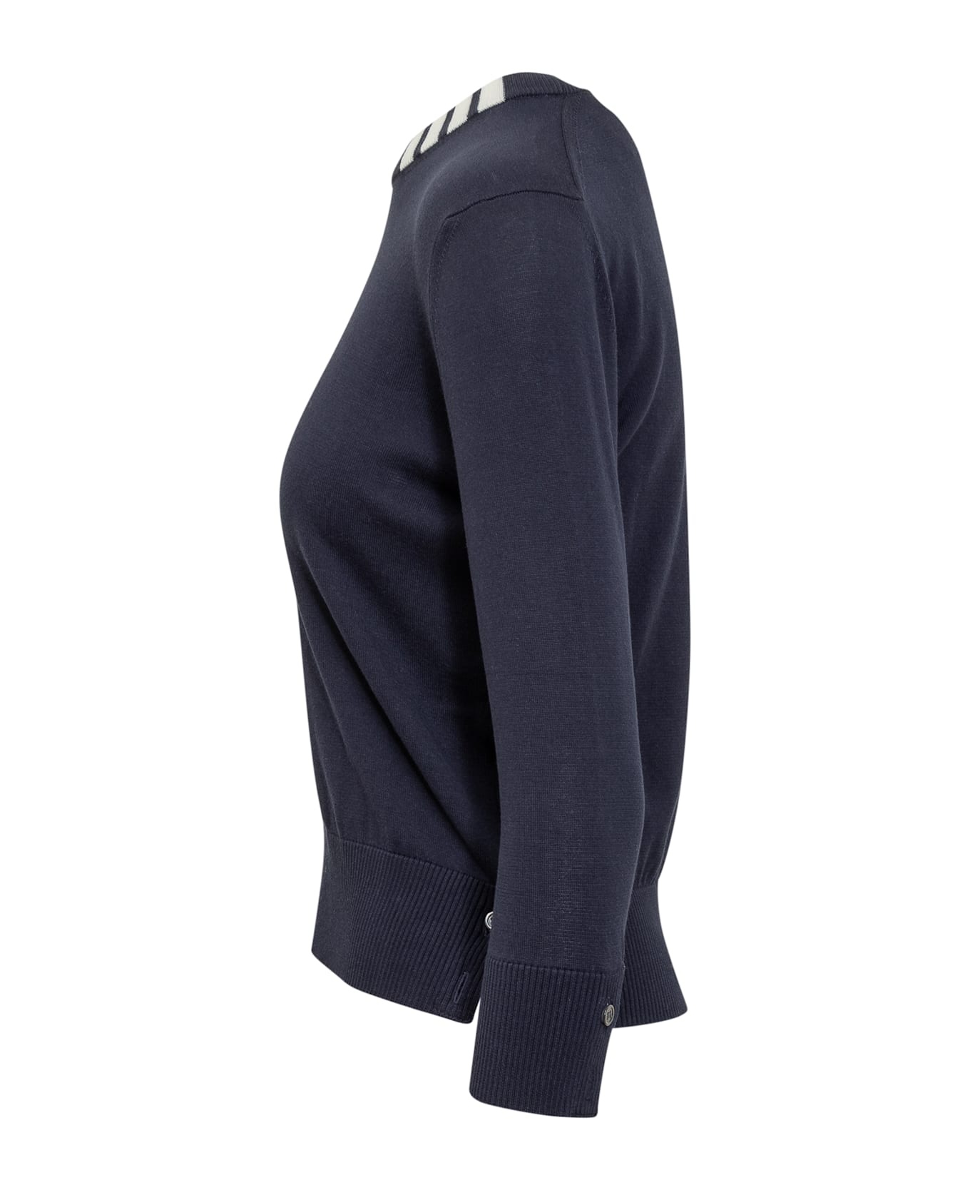 Navy Blue Cotton Sweater - 3