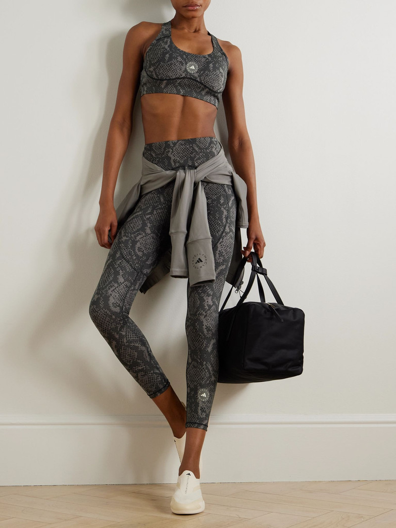adidas Power Impact snake-print recycled-stretch sports bra Dark gray outlook