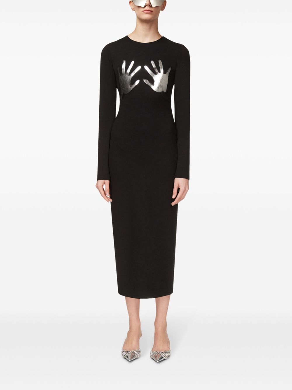handprint long-sleeved minidress - 3