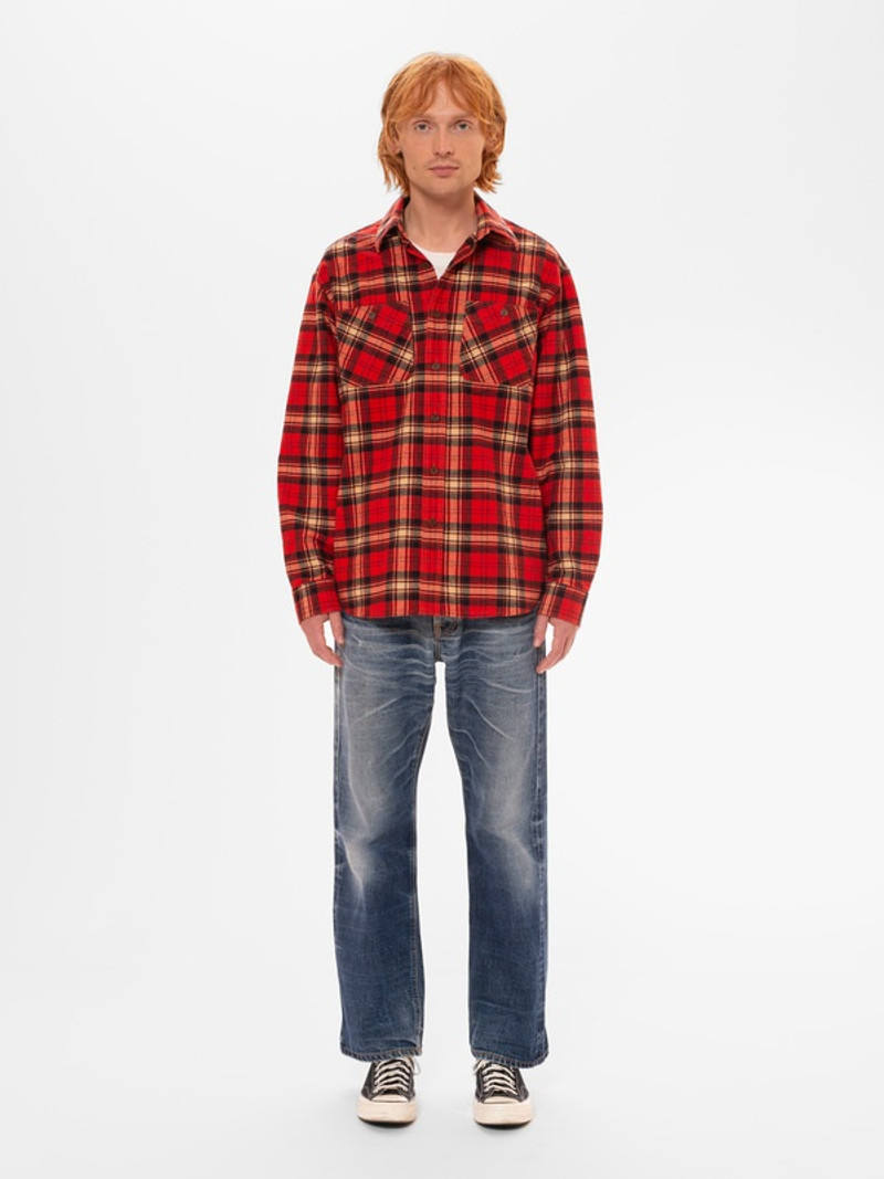 Nudie Jeans Filip Flannel Shirt Red outlook