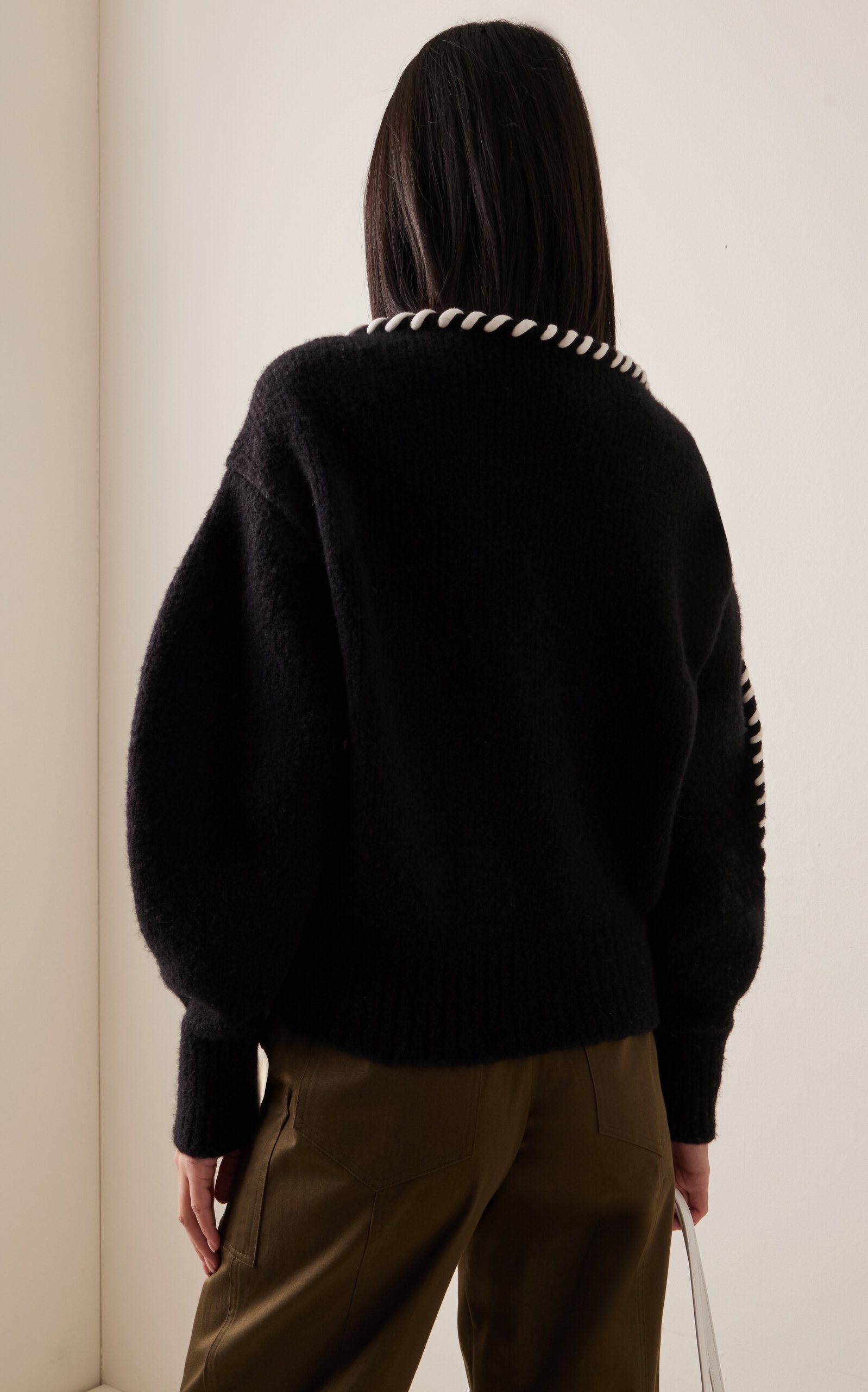 Whip-Stitched Wool-Blend Knit Sweater grey - 4