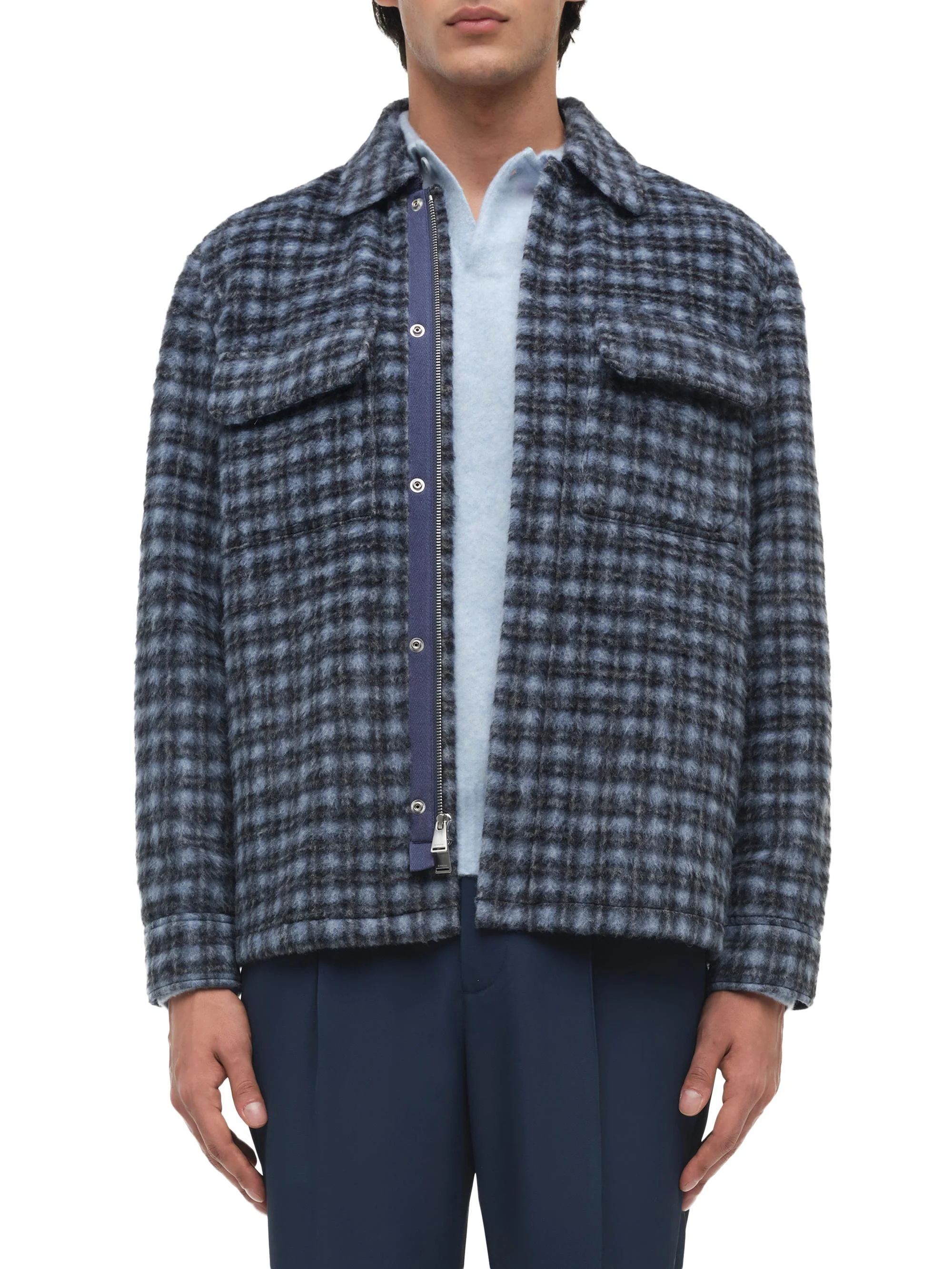 Men's Caleb Plaid Fleece Zip-Front Shirt Jacket - Midnight Plaid - 1