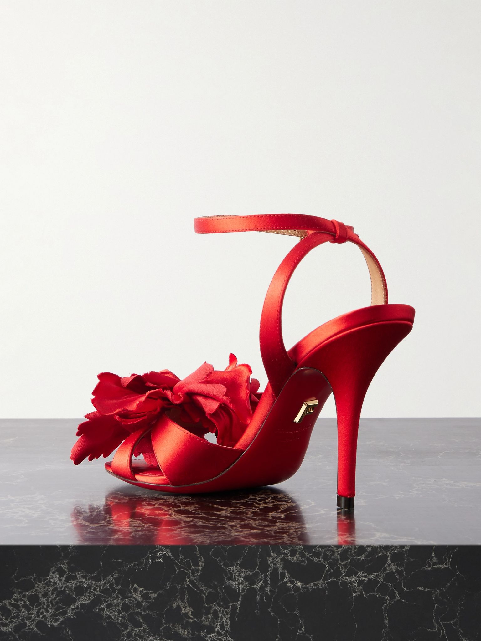 Ghilly appliquéd satin sandals Red - 3