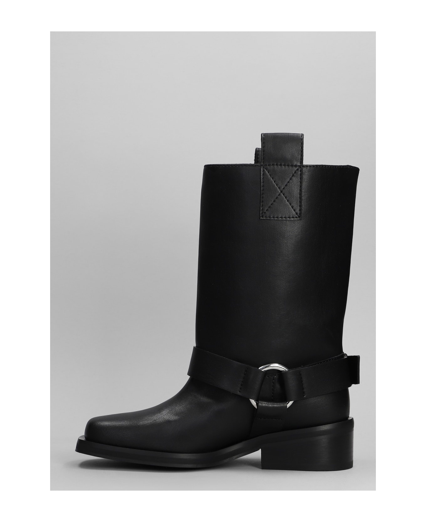 'black Mid Shaft Biker' Boots - 3