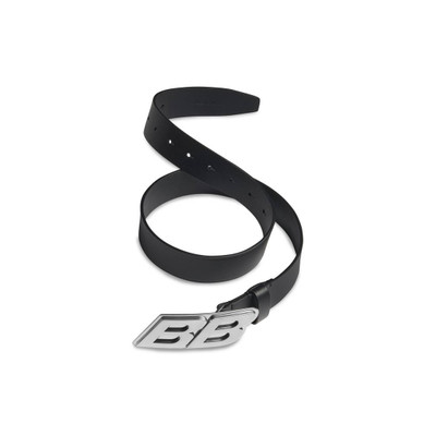 BALENCIAGA Men's Moto Logo Belt  in Black outlook