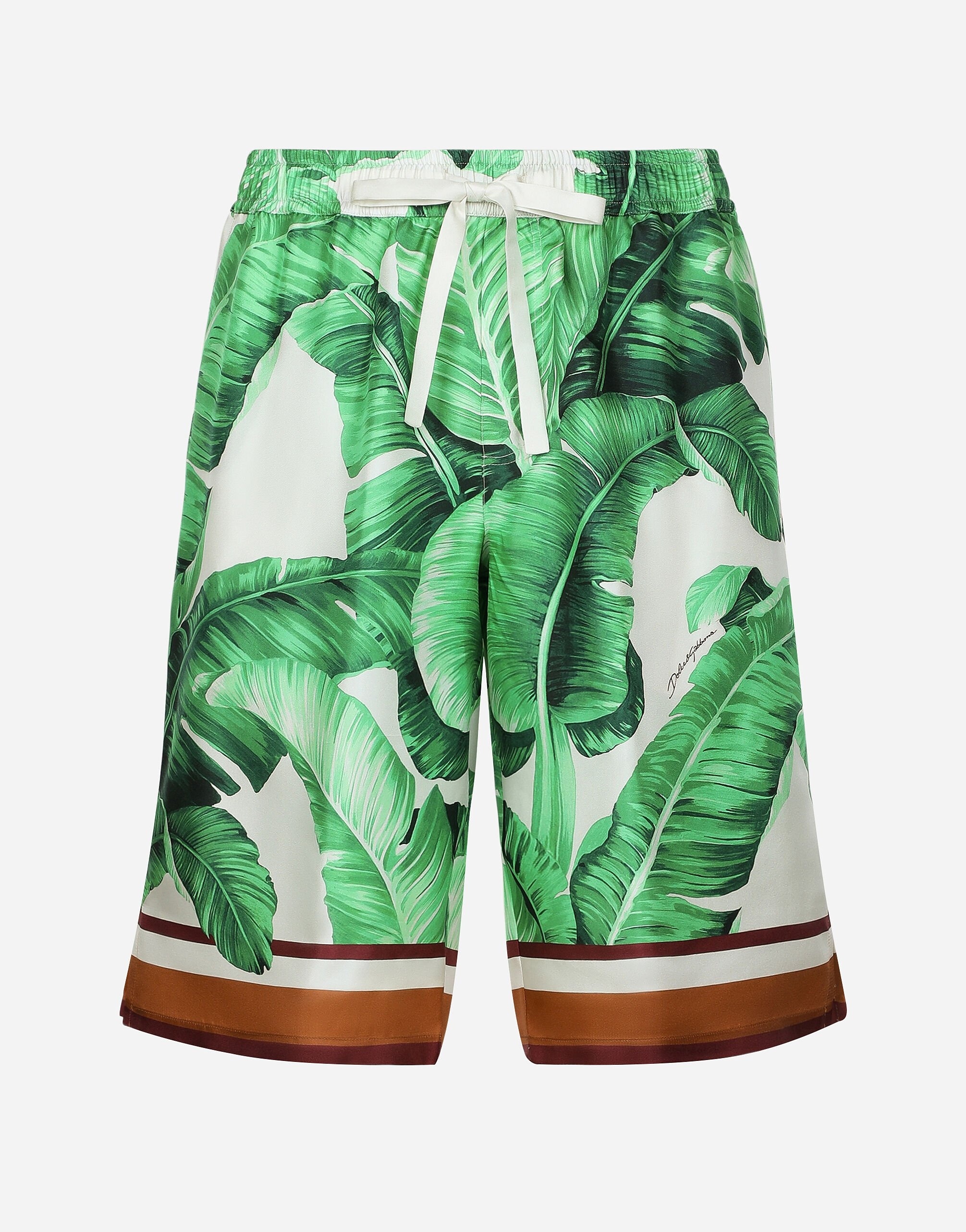 Banana-tree-print silk shorts - 1